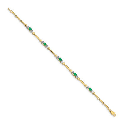 14k Diamond and Emerald Bracelet