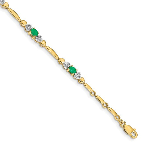 14k Diamond and Emerald Bracelet