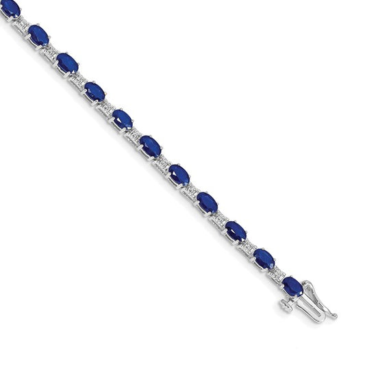 14k White Gold Diamond and Sapphire Bracelet