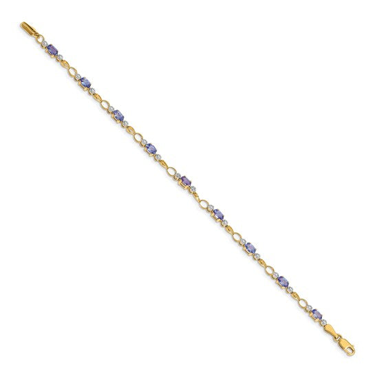 14k Open-Link Diamond/Tanzanite Bracelet