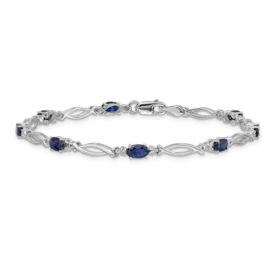 14k White Gold Diamond and Sapphire Bracelet