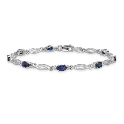 14k White Gold Diamond and Sapphire Bracelet