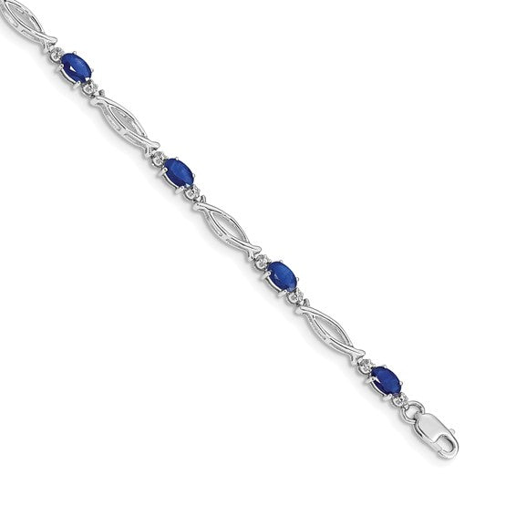 14k White Gold Diamond and Sapphire Bracelet