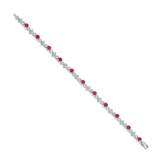 14k White Gold Diamond and Ruby Bracelet