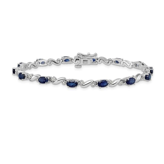 14k White Gold Diamond and Sapphire Bracelet