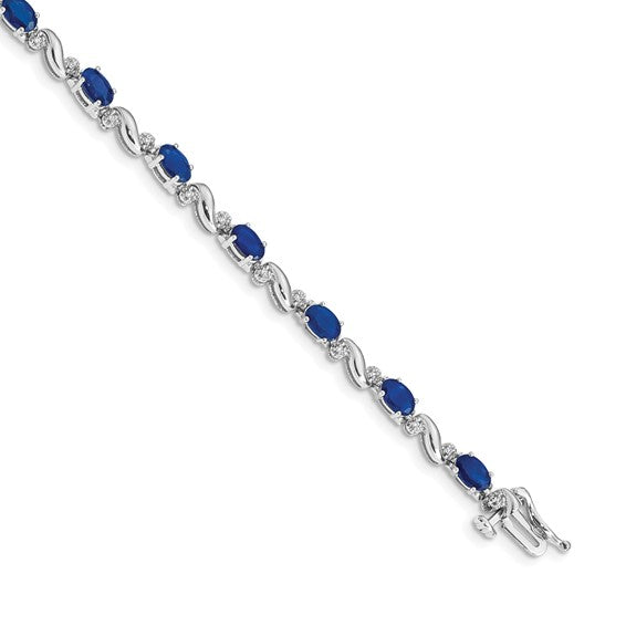 14k White Gold Diamond and Sapphire Bracelet