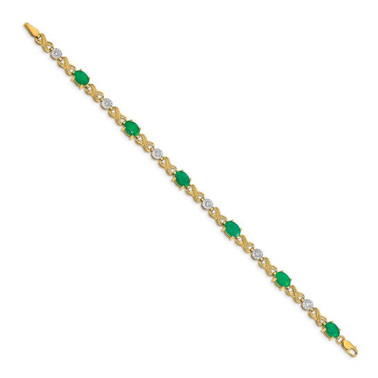 14k Diamond and Emerald Infinity Bracelet
