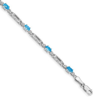 14k White Gold Diamond and Blue Topaz Bracelet