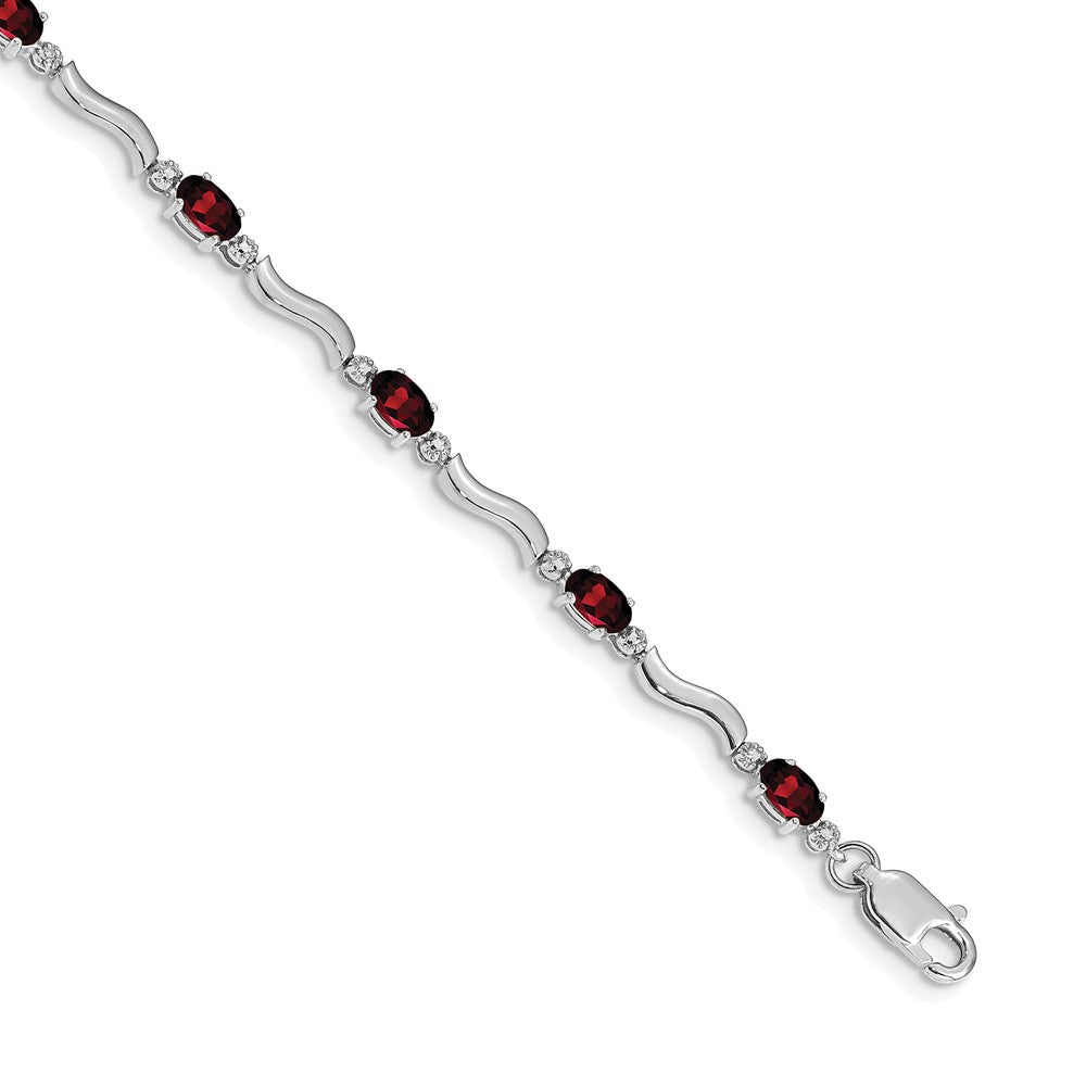 14k White Gold Fancy Diamond and Garnet Bracelet