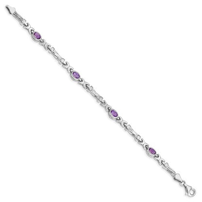 10k White Gold Amethyst 4 Stone Bracelet