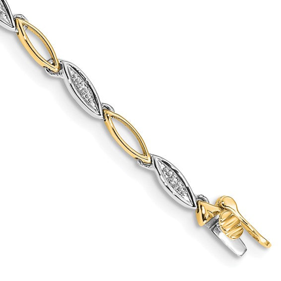 10k Two-tone Diamond 7.5in Link Bracelet