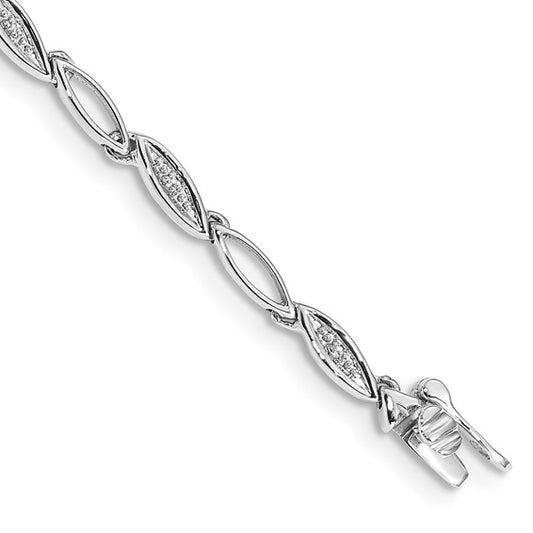 14k White Gold Diamond 7.5in Oval Link Bracelet