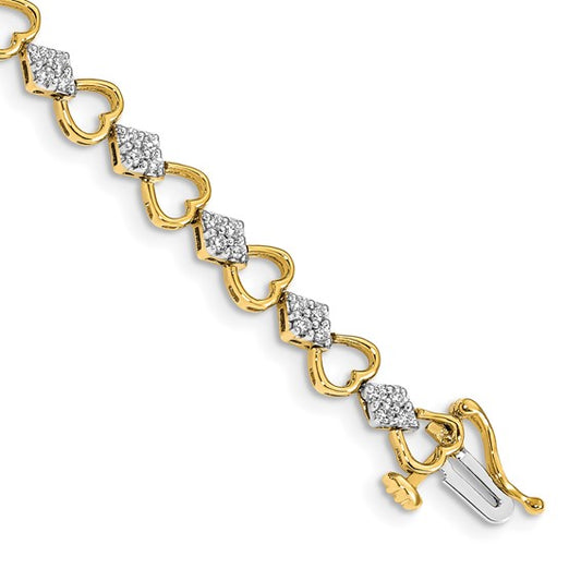 14k Diamond Heart Link Bracelet