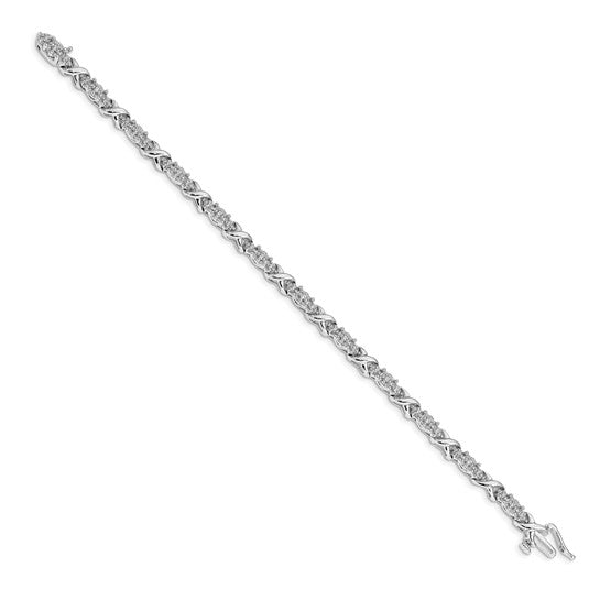 14k White Gold Diamond X Bracelet