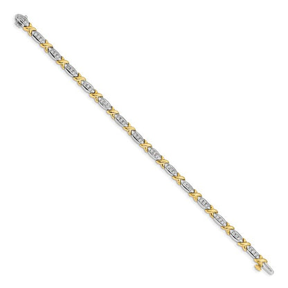 14k Two-tone Polished Fancy Diamond 6.5in Bracelet