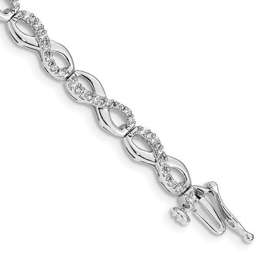 14k White Gold Diamond Infinity Bracelet