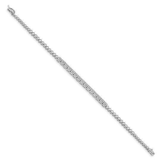 14k White Gold Graduated Bead Diamond Bracelet