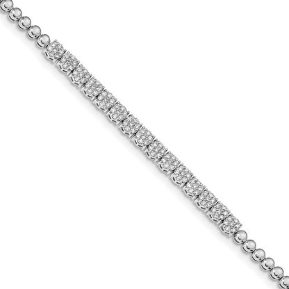 14k White Gold Graduated Bead Diamond Bracelet