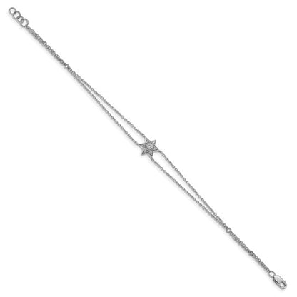 14k White Gold Diamond Six Point Star 7.5 inch with .5in ext Bracelet