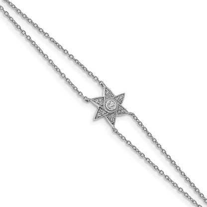 14k White Gold Diamond Six Point Star with .5in ext Bracelet