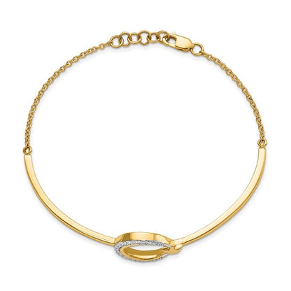 14k Polished Moon and Star Diamond 7in with .5in ext Bracelet