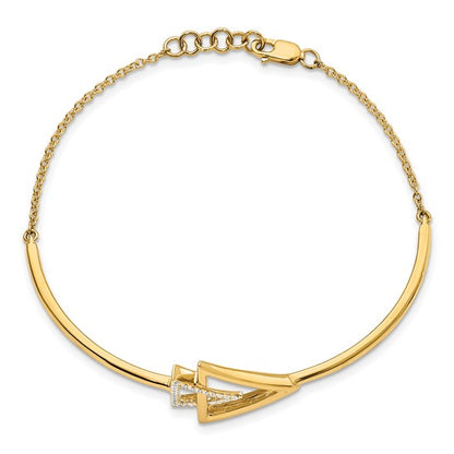 14k Polished Triangle Diamond 7in with .5in ext Bracelet
