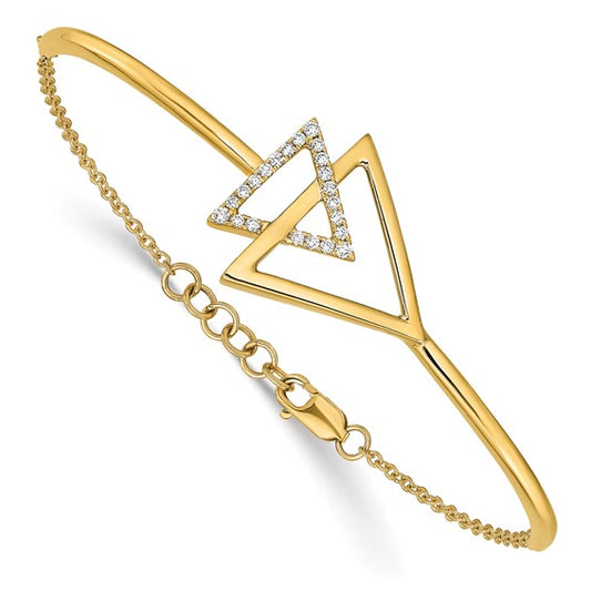 14k Polished Triangle Diamond 7in with .5in ext Bracelet