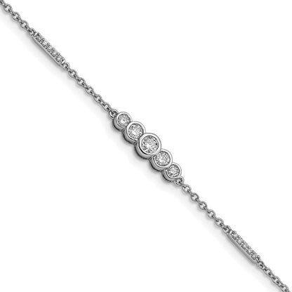 14k White Gold Polished Diamond Bezel Set 7in Bracelet