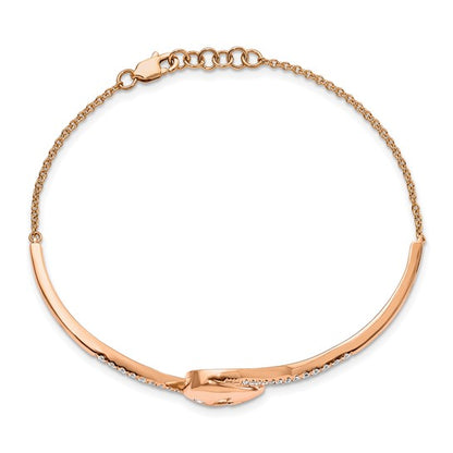 14k Rose Gold PDiamond Teardrop Flower Bar 7in with .5 ext Bracelet