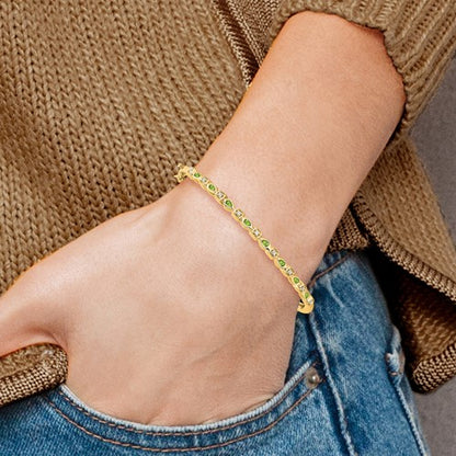 14k Peridot and Diamond Bangle