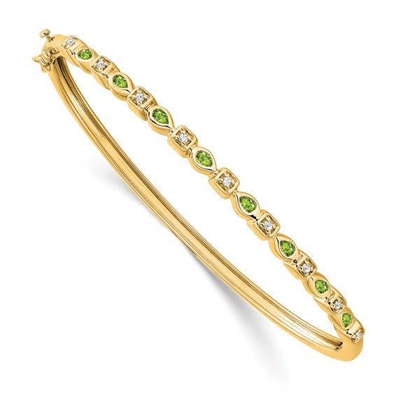 14k Peridot and Diamond Bangle