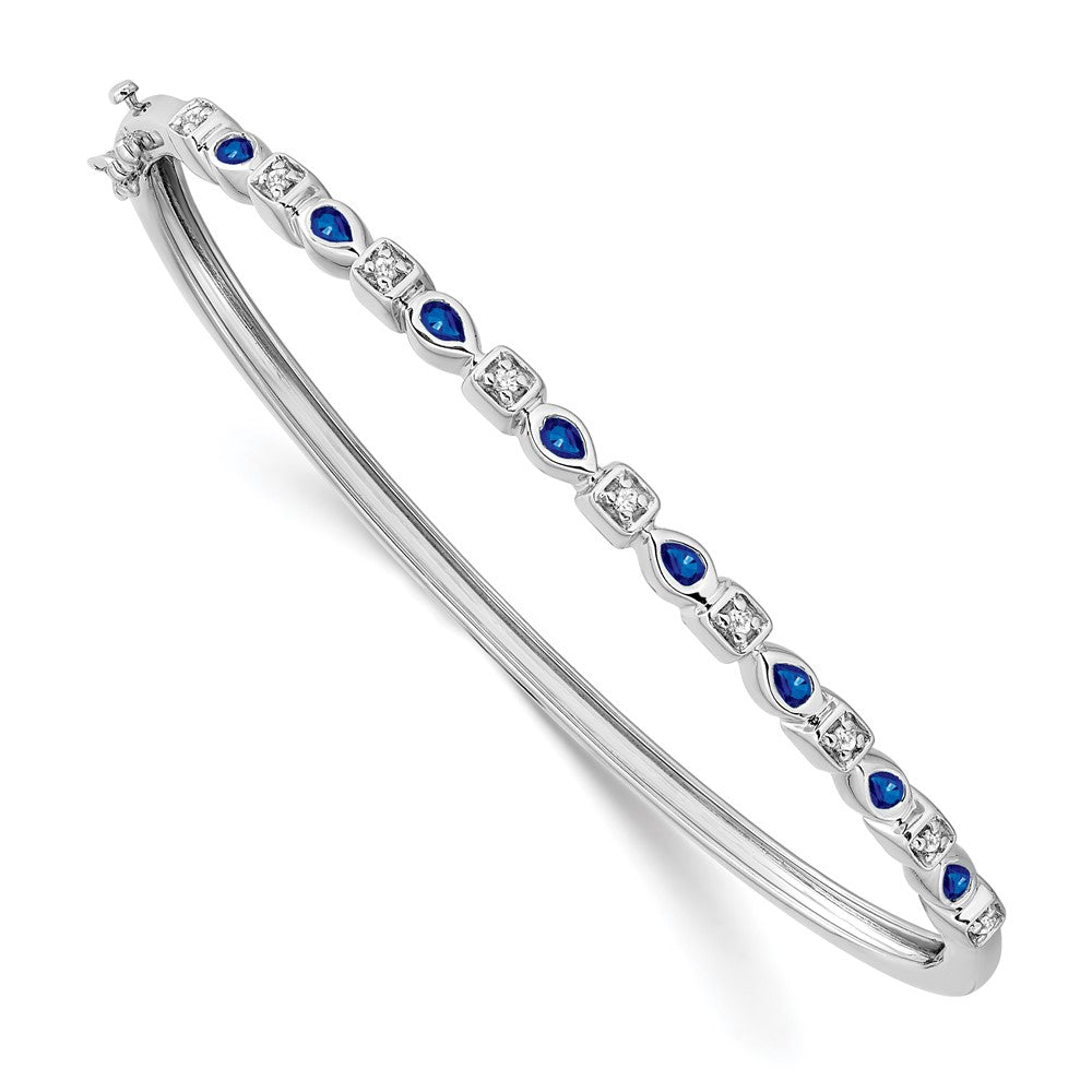 14k White Gold Sapphire and Diamond Bangle