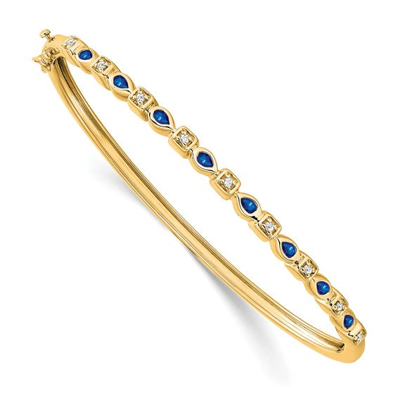 14k Sapphire and Diamond Bangle