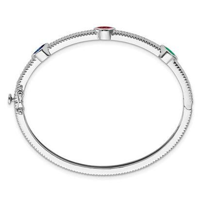 14k White Gold Marquise Ruby/Sapphire/Emerald Bangle