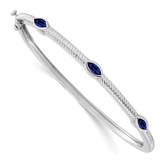 14k White Gold Marquise Sapphire Bangle