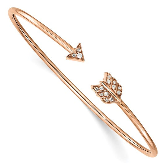 14K Rose Gold Lab Grown Diamond Arrow Cuff Bangle