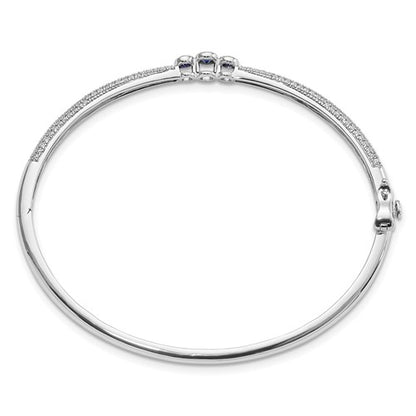 14k White Gold Ruby and Diamond Bangle