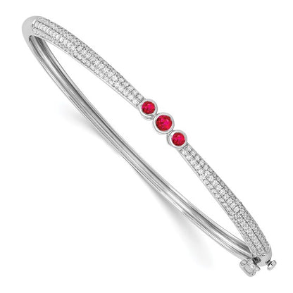 14k White Gold Ruby and Diamond Bangle