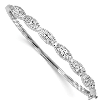 True Origin 14K White Gold 1 carat Lab Created Diamond VS/SI D E F Medium 7 inch Fancy Bangle Bracelet