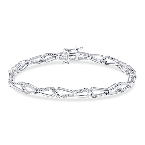 10K WHITE GOLD 1 CARAT NATURAL DIAMOND 7 INCHES 5 MM BRACELET