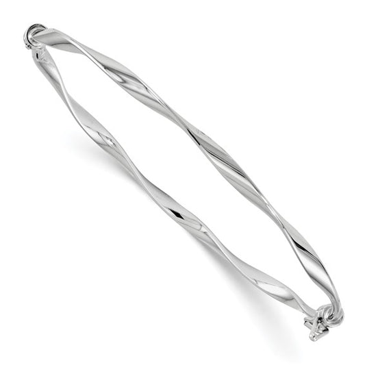 Leslie's 14K White Gold Polished Twisted Hinged Bangle