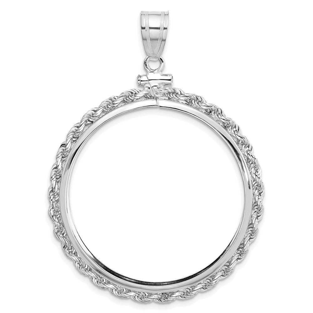 14kw Polished Rope 32.7mm x 3.00mm Screw Top Coin Bezel Pendant