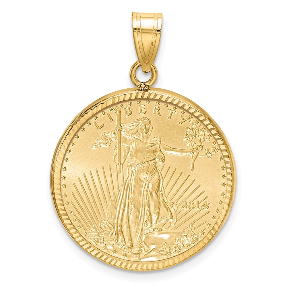 14ky 1/4oz Mounted American Eagle Coin D/C Prong Bezel Pendant