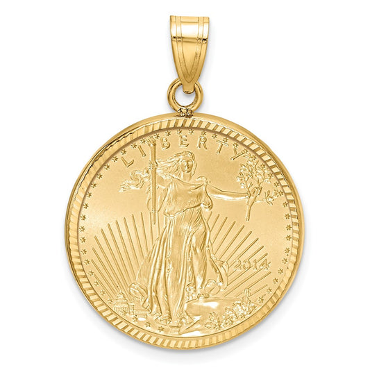 14ky 1/4oz Mounted American Eagle Coin D/C Prong Bezel Pendant