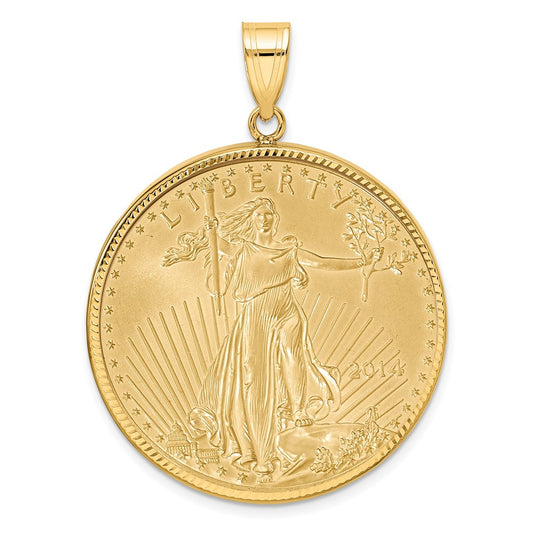 14ky 1oz Mounted American Eagle Coin D/C Prong Bezel Pendant