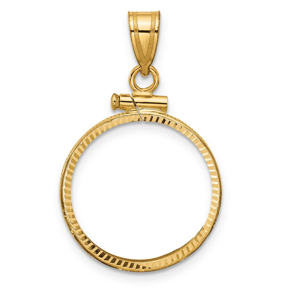 14k Diamond-cut 18.0mm x 1.35mm Screw Top Coin Bezel Pendant