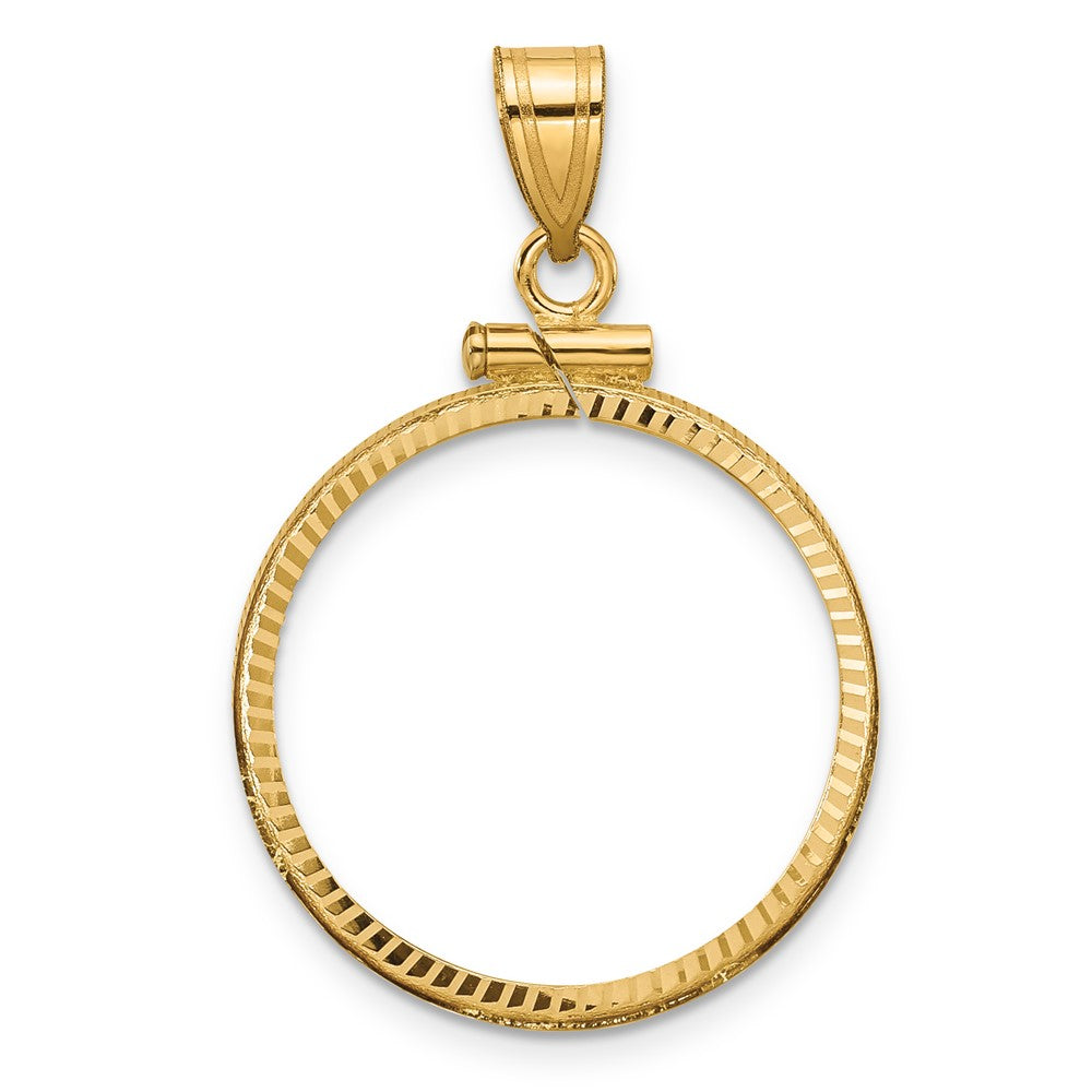 14k Diamond-cut 21.6mm x 1.7mm Screw Top Coin Bezel Pendant