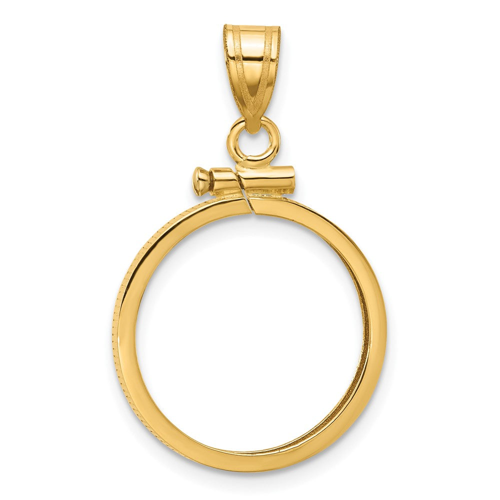 14k Polished 17.8mm x 1.35mm Screw Top Coin Bezel Pendant