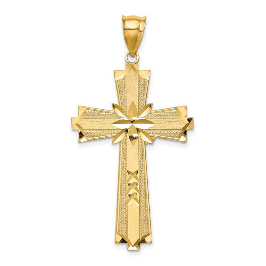 14K Diamond-cut Cross Pendant