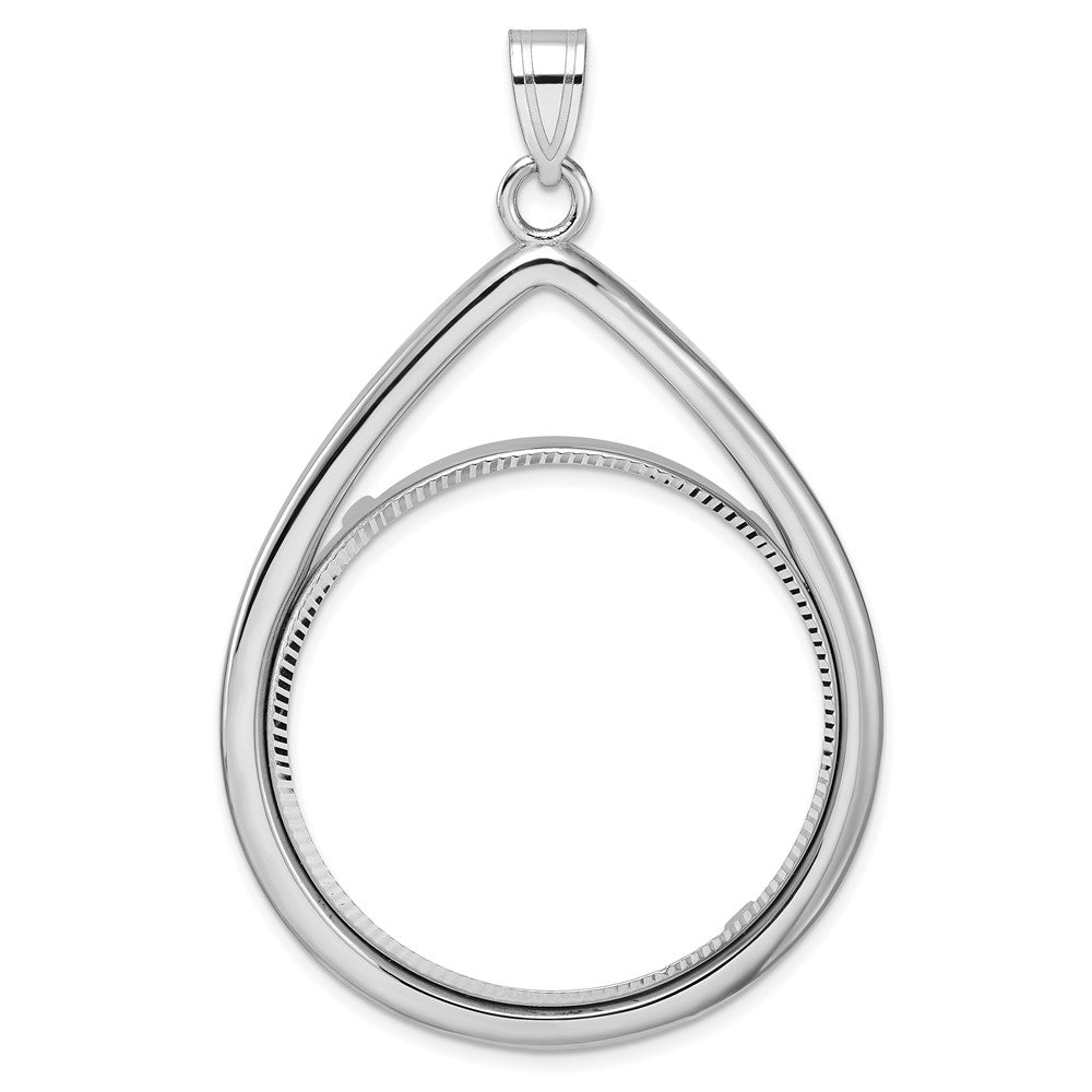 14kw Polished & Diamond-cut Teardrop 32.7mm Prong Coin Bezel Pendant
